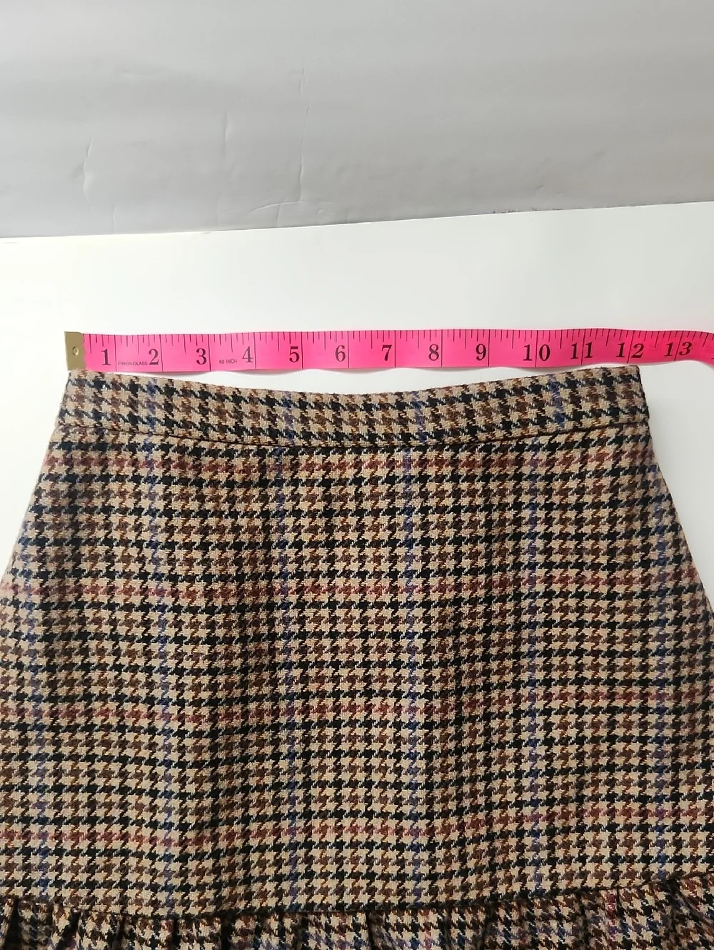 J. Crew Mercantile Brown & Black Houndstooth Ruffle Hem Mini Skirt